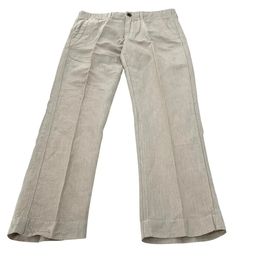 Banana Republic men’s linen pin striped straight leg trousers pants